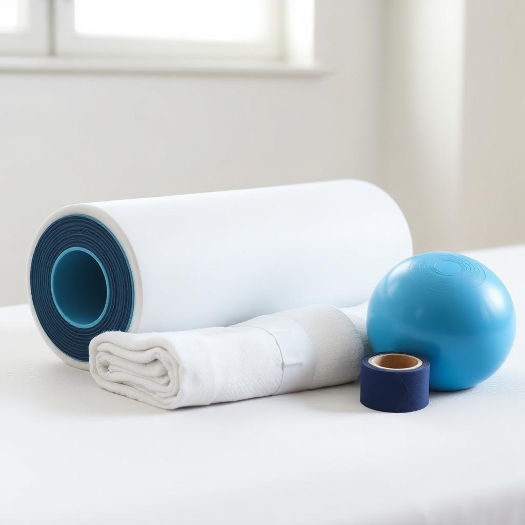 Faszienrolle und Therapieband im Behandlungsraum