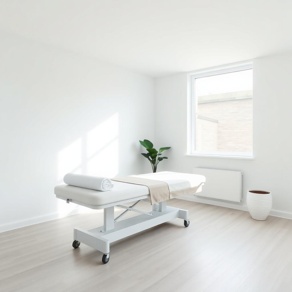 Heller Behandlungsraum mit Therapieliege